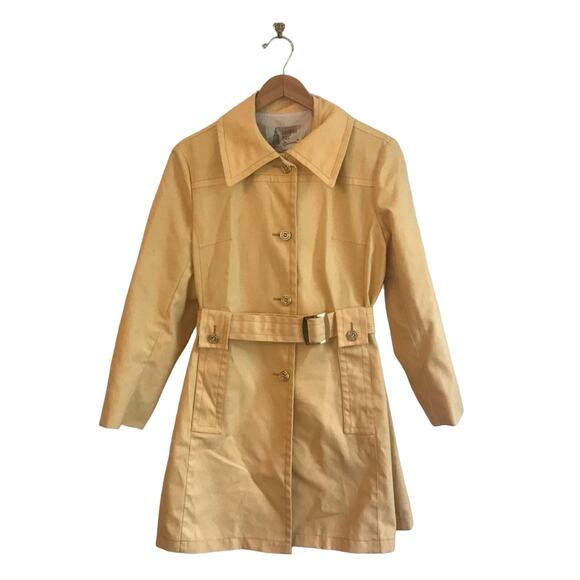 London Fog yellow trench coat button down jacket - Picture 1 of 8